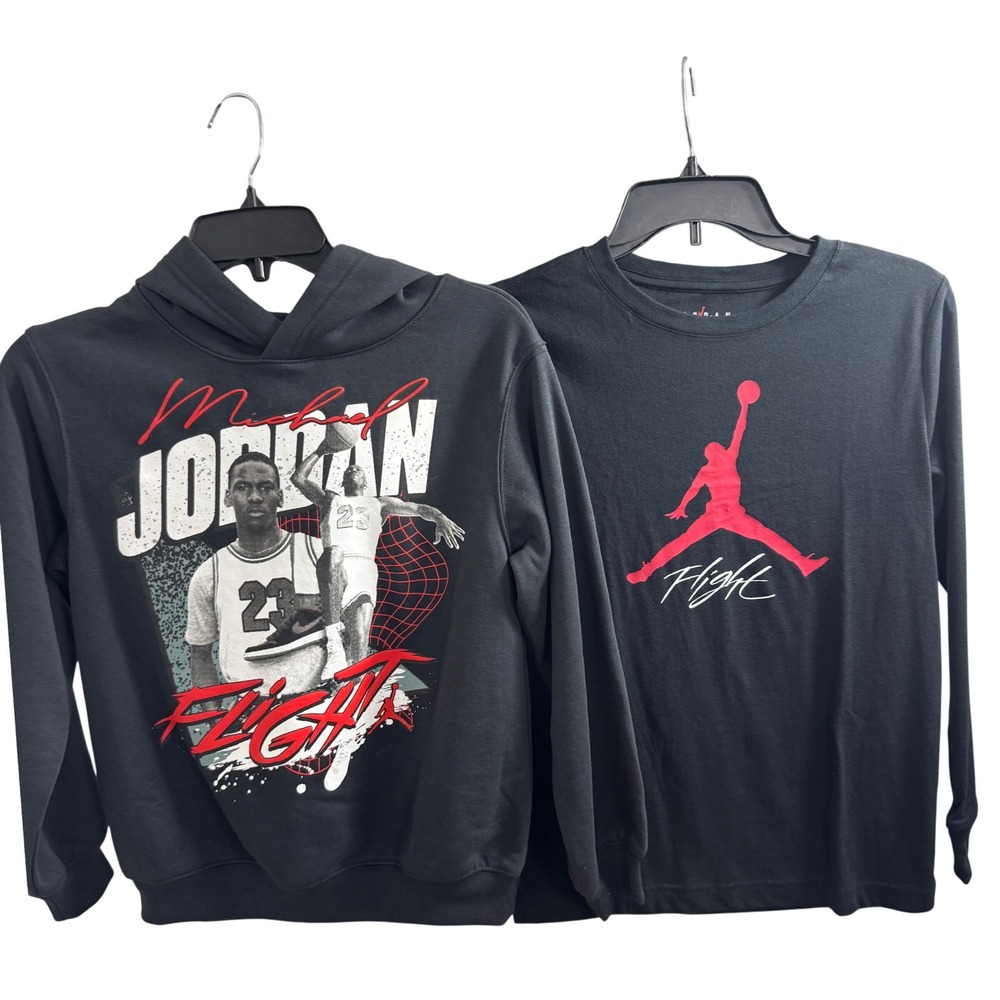 NWT! Jordan Kids Flight Hoodie and Long Sleeve T-Shirt Set M 10-12Y